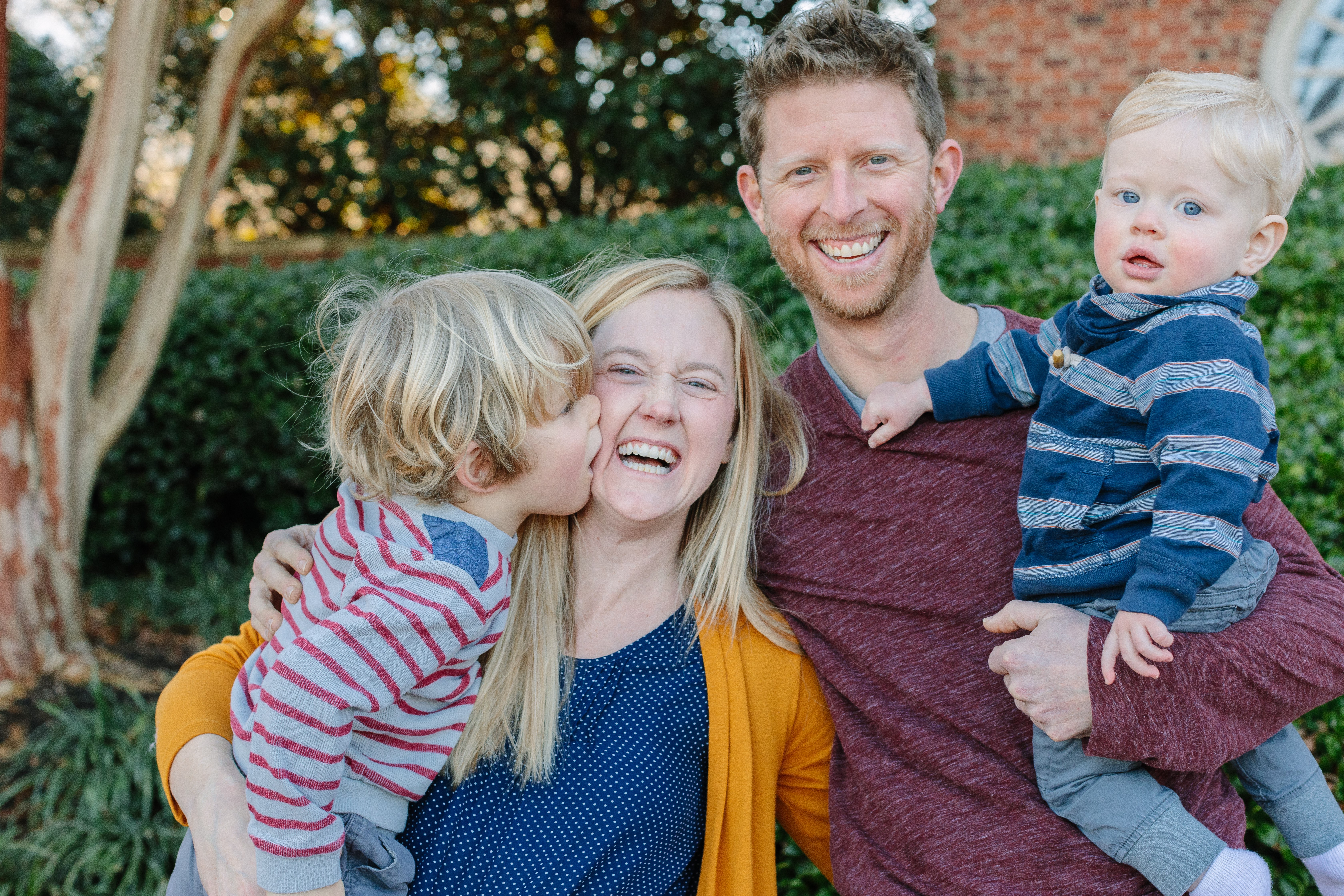 laughing family portrait furman university